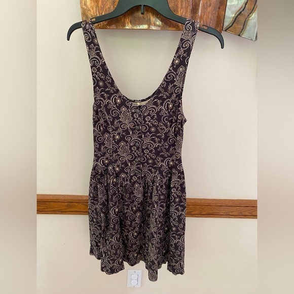 Free People boho floral button front sleeveless a-line mini dress XS - Picture 1 of 10